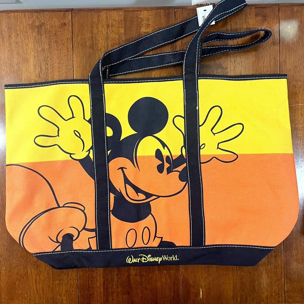 Disney Parks Walt Disney World Yellow & Orange Mickey Mouse Canvas Tote‎ NEW